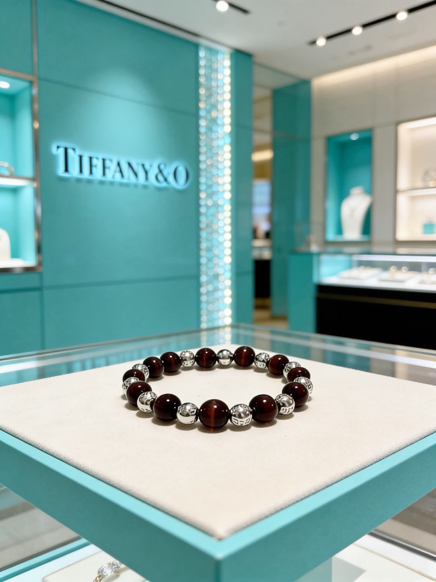 Tiffany & Co Elegant Garnet and Silver Beaded Bracelet